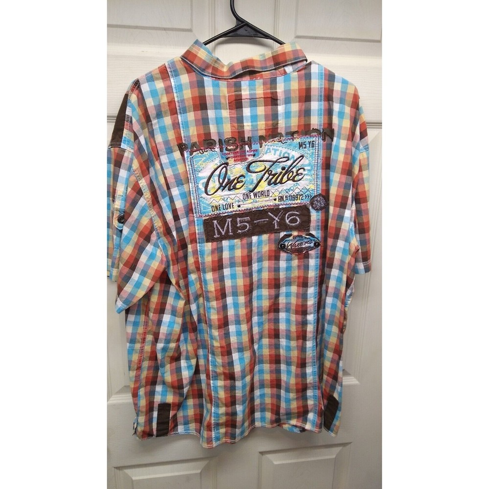PARISH NATION COLORFUL PLAID  BUTTON FRONT SZ 3XL (XXXL)